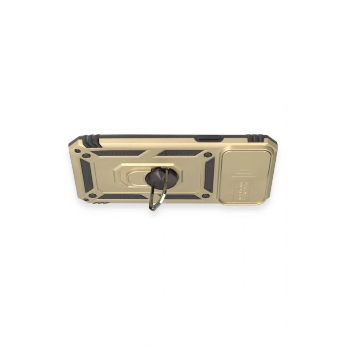 Apple iPhone 12 Pro Max Uyumlu Kılıf Pars Lens Yüzüklü Silikon - Gold
