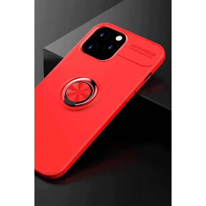 Apple iPhone 12 Pro Max Uyumlu Kılıf Range Yüzüklü Silikon - Kırmızı