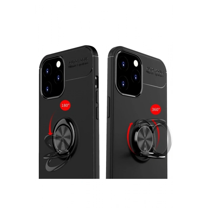 Apple iPhone 12 Pro Max Uyumlu Kılıf Range Yüzüklü Silikon - Kırmızı