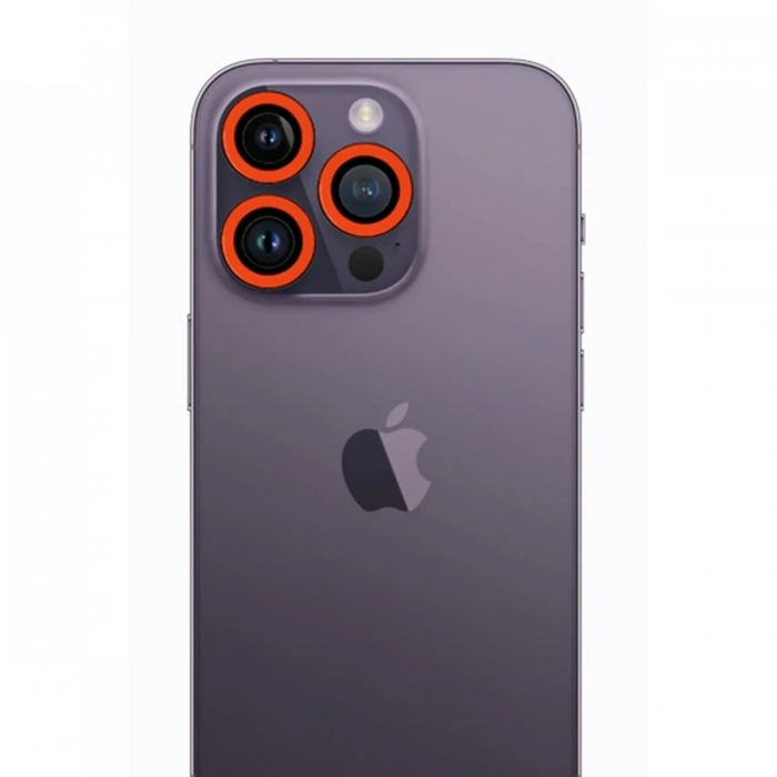 Apple iPhone 12 Pro Max Uyumlu Neon Fosforlu Kamera Lens - Turuncu