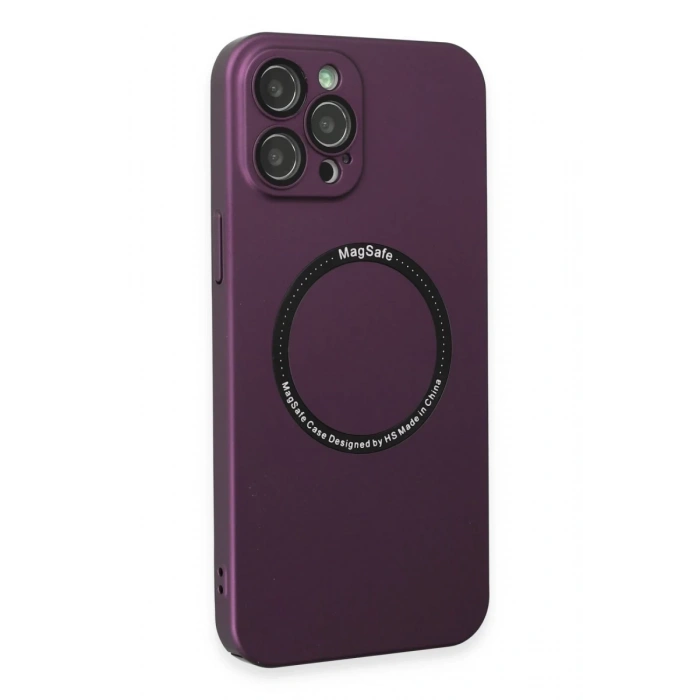 Apple iPhone 12 Pro Uyumlu Kılıf Jack Magneticsafe Lens Silikon - Mürdüm