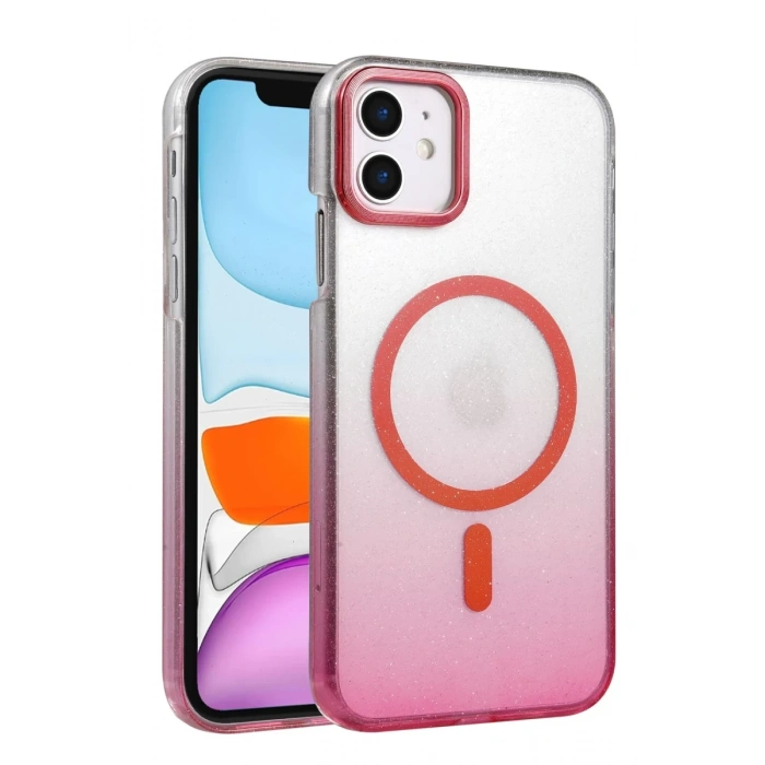 Apple iPhone 12 Uyumlu Glossy Magsafe Kapak - Pembe