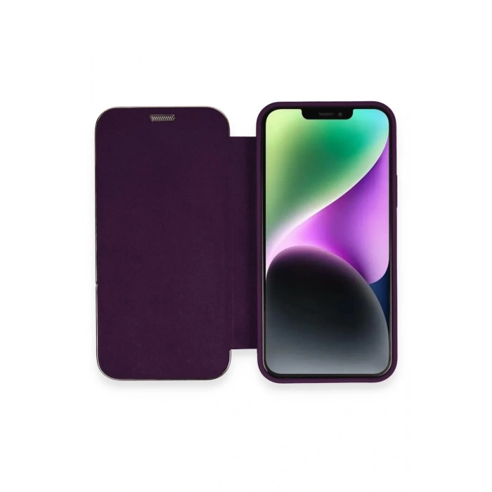 Apple iPhone 12 Uyumlu Kılıf Dolpin Kapaklı - Derin Mor