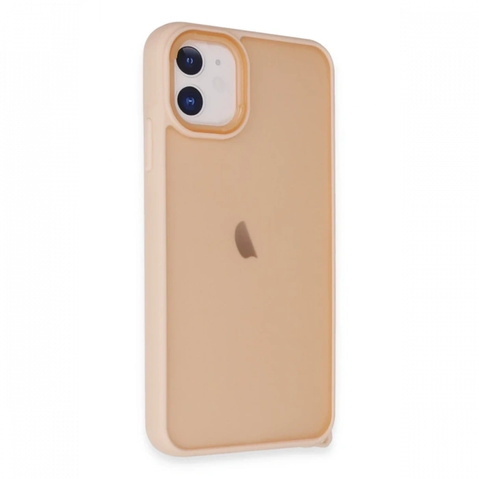 Apple iPhone 12 Uyumlu Kılıf Elegant Kapak - Pudra