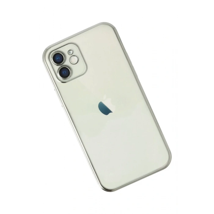 Apple iPhone 12 Uyumlu Kılıf Lensli Silikon - Gümüş