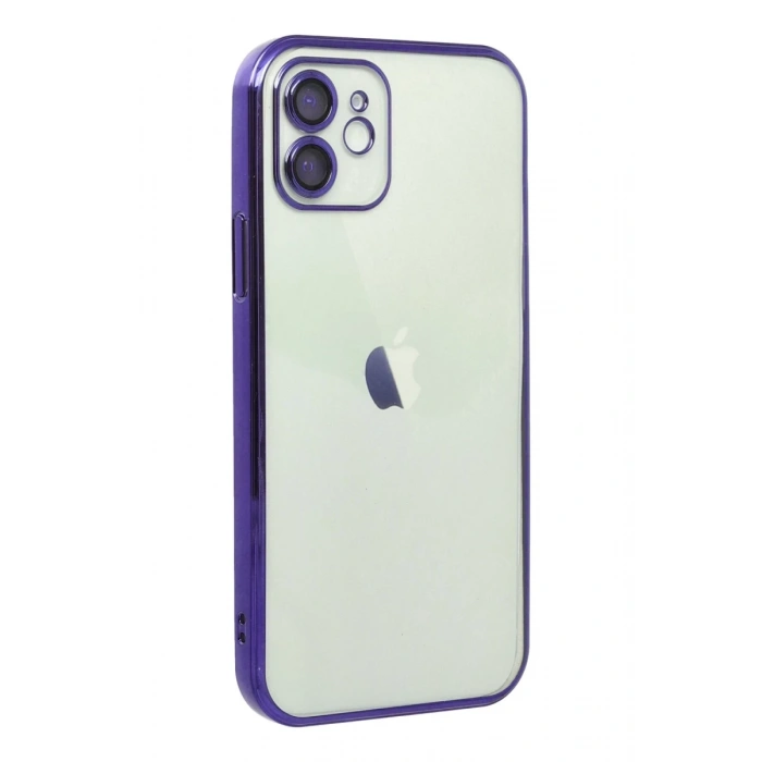 Apple iPhone 12 Uyumlu Kılıf Lensli Silikon - Mor