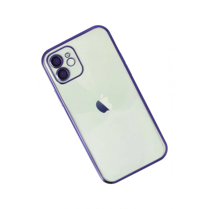 Apple iPhone 12 Uyumlu Kılıf Lensli Silikon - Mor