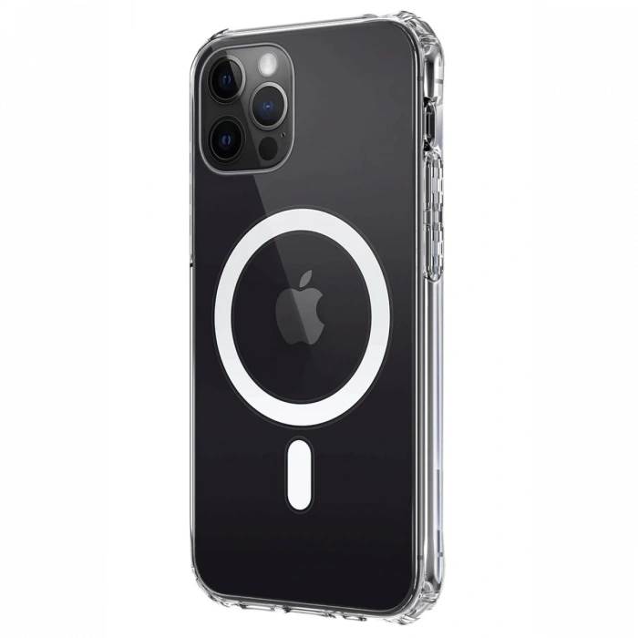 Apple iPhone 12 Uyumlu Kılıf Magneticsafe Şeffaf Silikon - Şeffaf