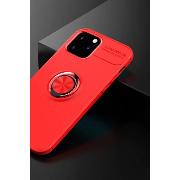 Apple iPhone 12 Uyumlu Kılıf Range Yüzüklü Silikon - Kırmızı