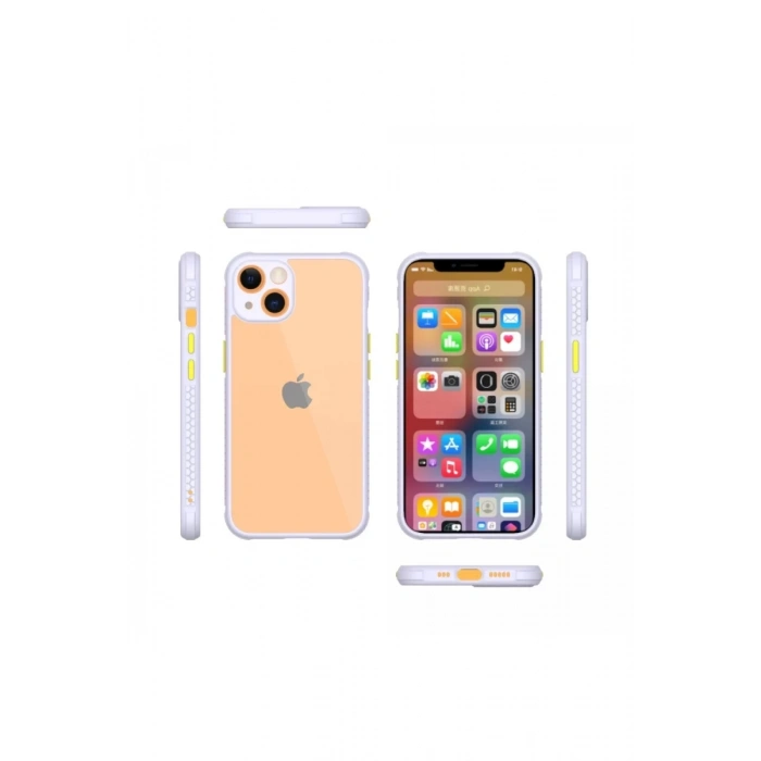 Apple iPhone 13 Mini Uyumlu Kılıf Miami Şeffaf Silikon - Lila