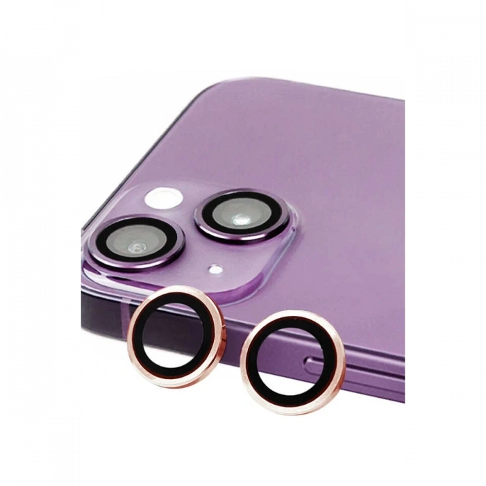 Apple iPhone 13 Mini Uyumlu Raze Metal Kamera Lens - Pembe