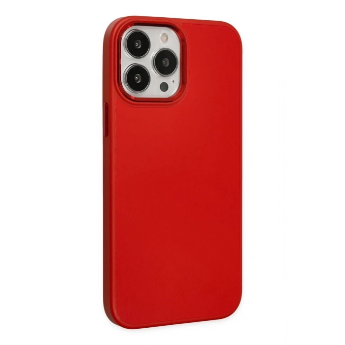 Apple iPhone 13 Pro Max Uyumlu Kılıf Asya Deri Silikon - Kırmızı