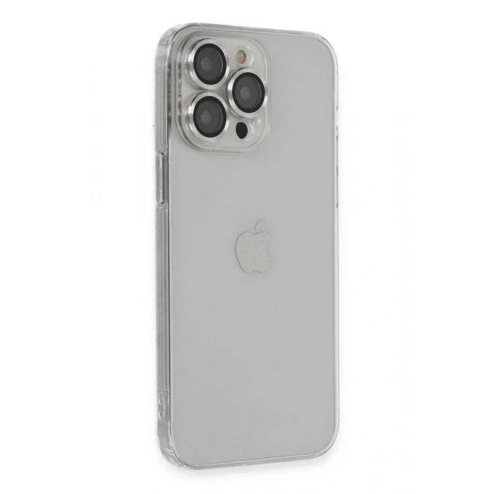Apple iPhone 13 Pro Max Uyumlu Kılıf Luko Lens Silikon - Gümüş