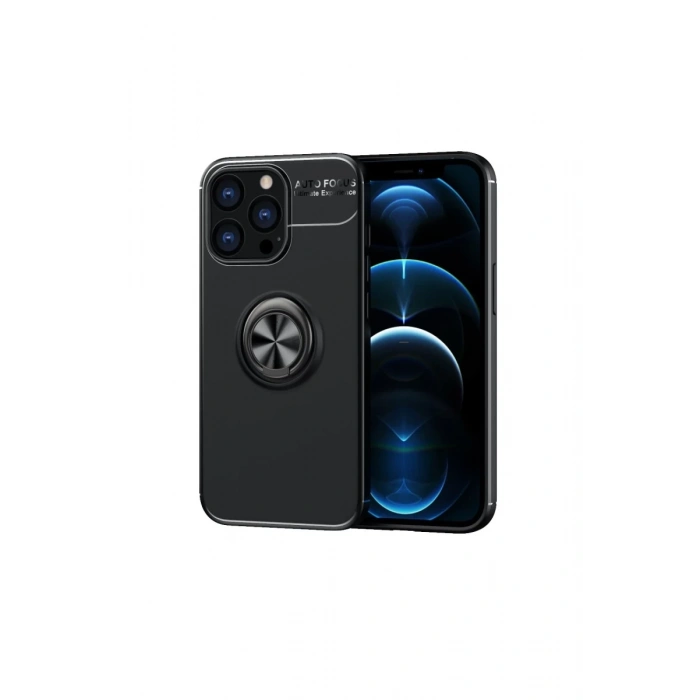 Apple iPhone 13 Pro Max Uyumlu Kılıf Range Yüzüklü Silikon - Siyah