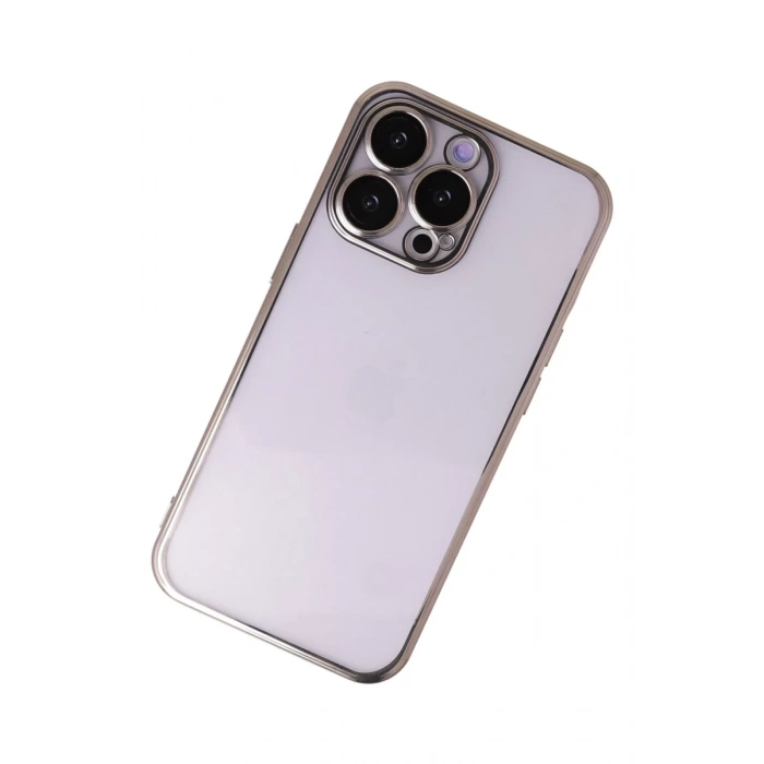 Apple iPhone 13 Pro Uyumlu Kılıf Lensli Silikon - Gold