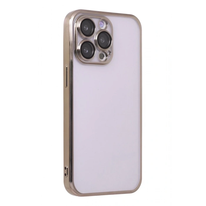 Apple iPhone 13 Pro Uyumlu Kılıf Lensli Silikon - Gold