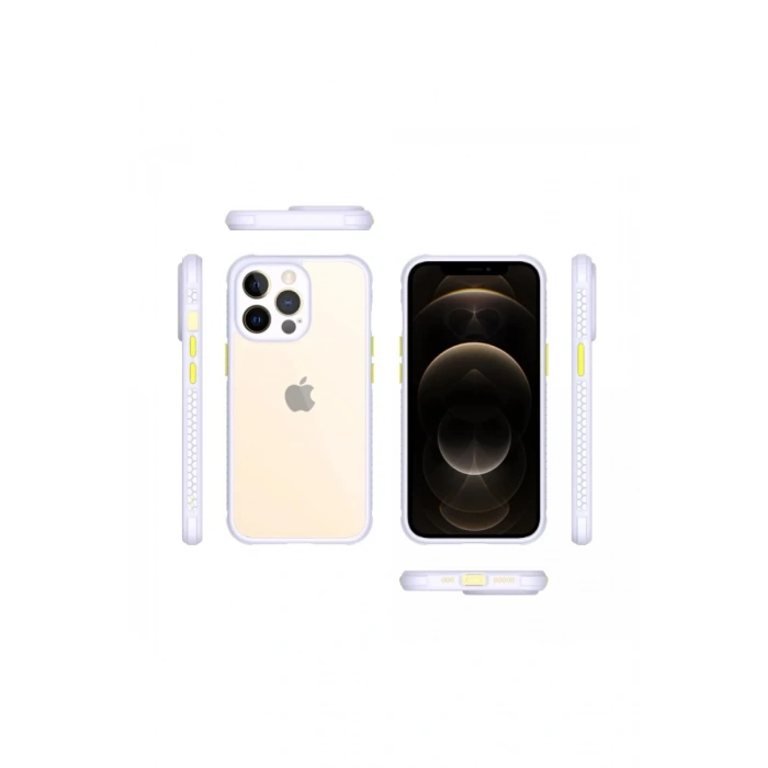 Apple iPhone 13 Pro Uyumlu Kılıf Miami Şeffaf Silikon - Lila