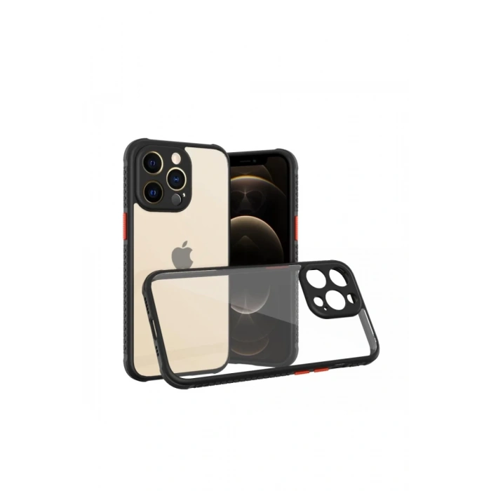 Apple iPhone 13 Pro Uyumlu Kılıf Miami Şeffaf Silikon - Siyah