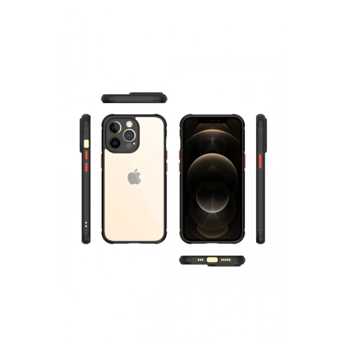 Apple iPhone 13 Pro Uyumlu Kılıf Miami Şeffaf Silikon - Siyah
