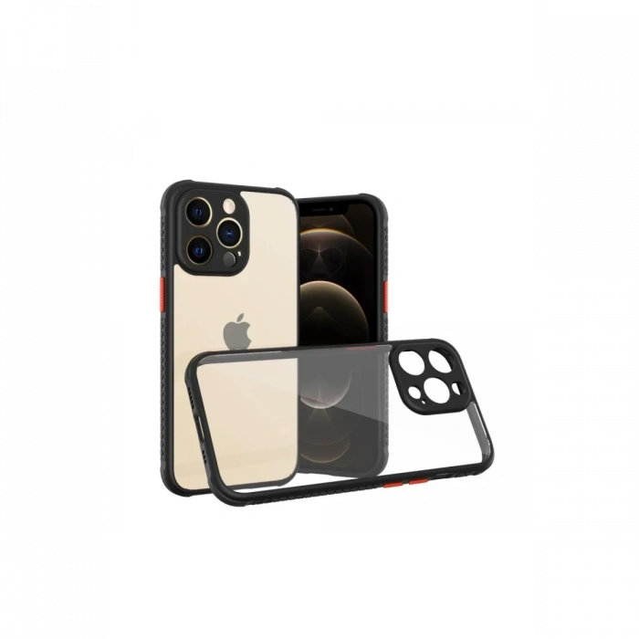 Apple iPhone 13 Pro Uyumlu Kılıf Miami Şeffaf Silikon - Siyah