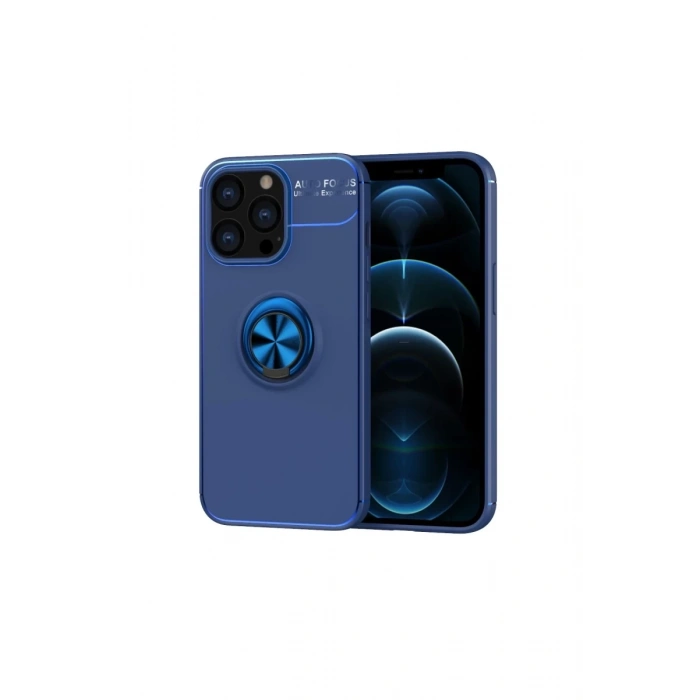 Apple iPhone 13 Pro Uyumlu Kılıf Range Yüzüklü Silikon - Mavi