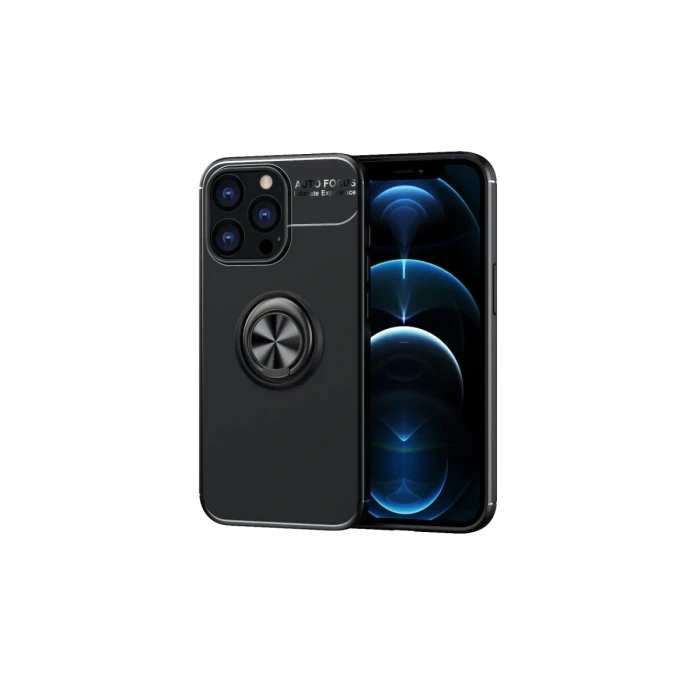Apple iPhone 13 Pro Uyumlu Kılıf Range Yüzüklü Silikon - Siyah