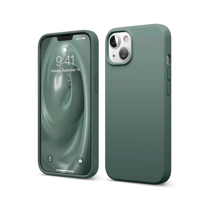 Apple iPhone 14 Kılıf First Silikon - Koyu Yeşil