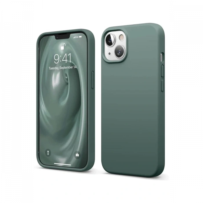 Apple iPhone 14 Kılıf First Silikon - Koyu Yeşil