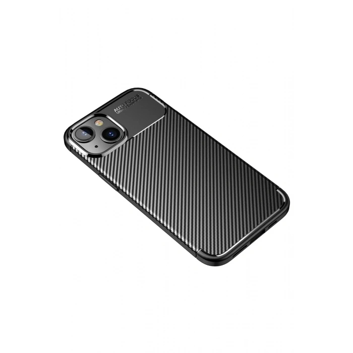 Apple iPhone 14 Plus Uyumlu Kılıf Auto Focus Karbon Kapak - Siyah