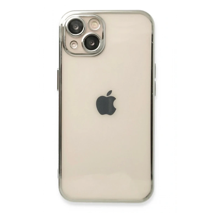 Apple iPhone 14 Plus Uyumlu Kılıf Lensli Silikon - Gümüş