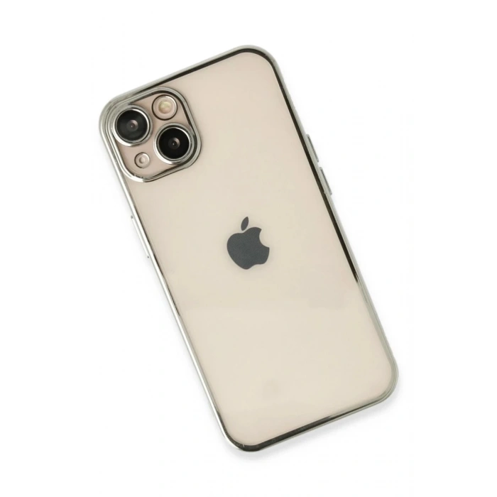 Apple iPhone 14 Plus Uyumlu Kılıf Lensli Silikon - Gümüş