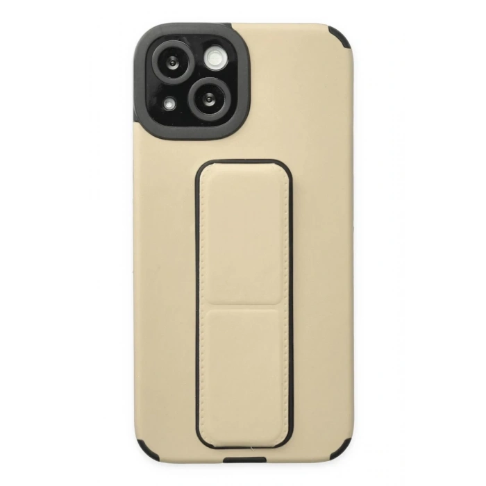 Apple iPhone 14 Plus Uyumlu Kılıf Mega Standlı Silikon - Gold