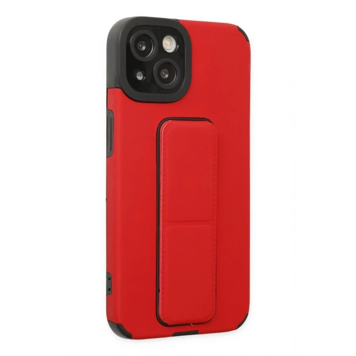 Apple iPhone 14 Plus Uyumlu Kılıf Mega Standlı Silikon - Kırmızı