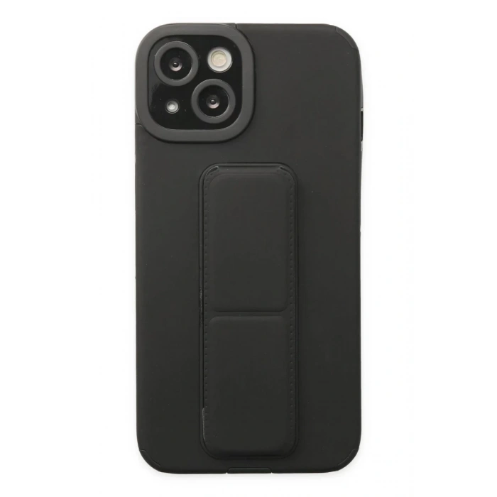 Apple iPhone 14 Plus Uyumlu Kılıf Mega Standlı Silikon - Siyah