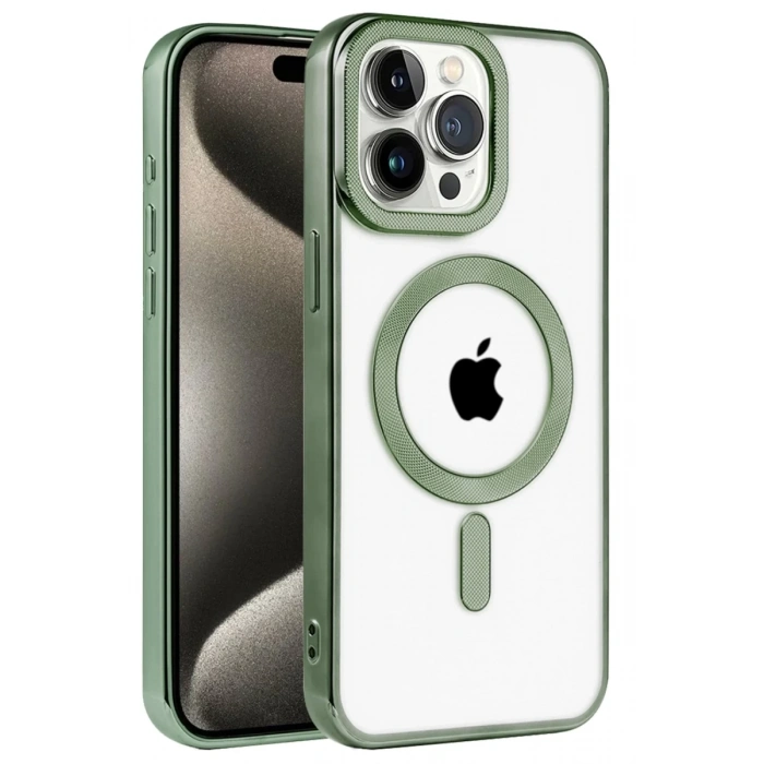 Apple iPhone 14 Pro Max Kılıf Kronos Magsafe Kapak - Koyu Yeşil