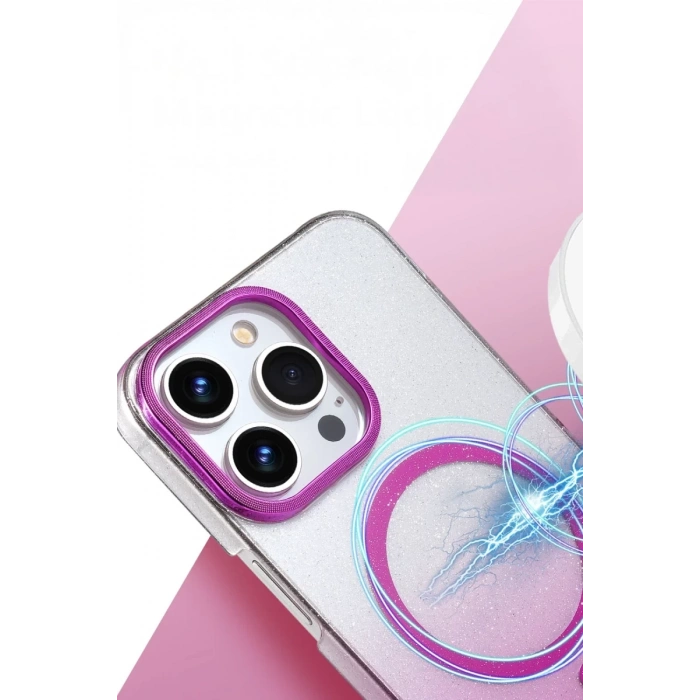 Apple iPhone 14 Pro Max Uyumlu Glossy Magsafe Kapak - Mor
