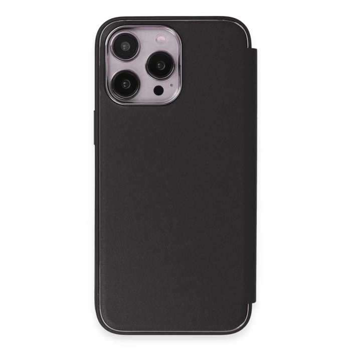 Apple iPhone 14 Pro Max Uyumlu Kılıf Dolpin Kapaklı - Siyah