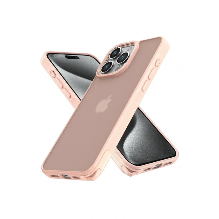 Apple iPhone 14 Pro Max Uyumlu Kılıf Elegant Kapak - Pudra