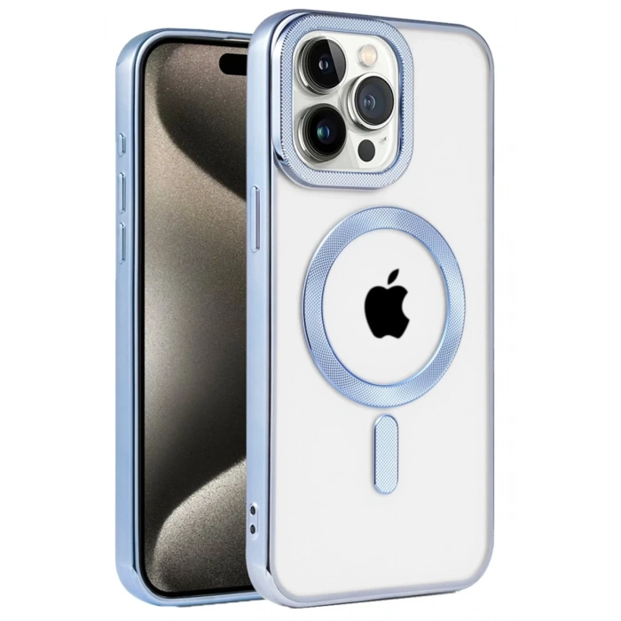 Apple iPhone 14 Pro Max Uyumlu Kılıf Kronos Magsafe Kapak - Sierra Blue