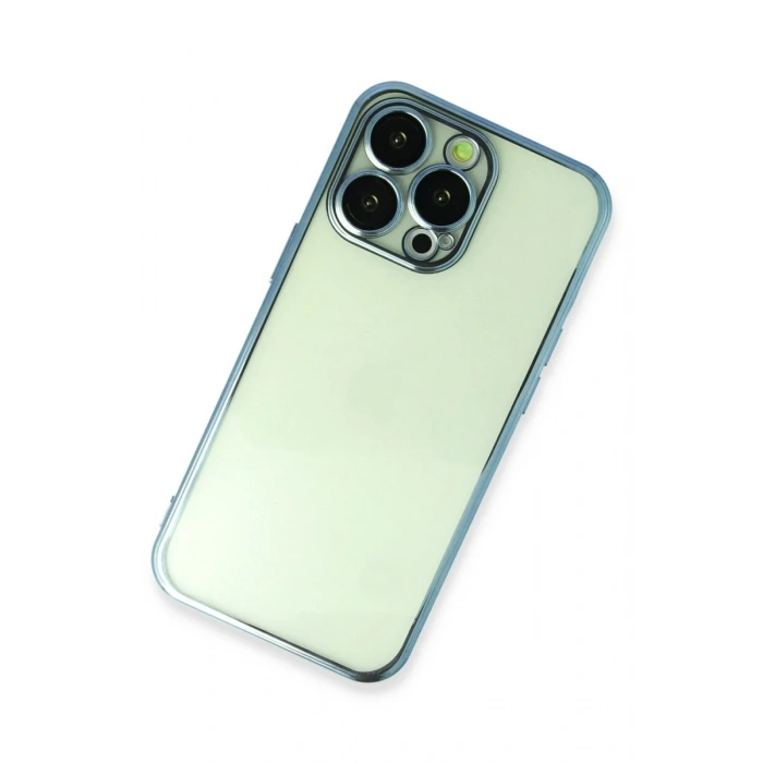 Apple iPhone 14 Pro Max Uyumlu Kılıf Lensli Silikon - Açık Mavi