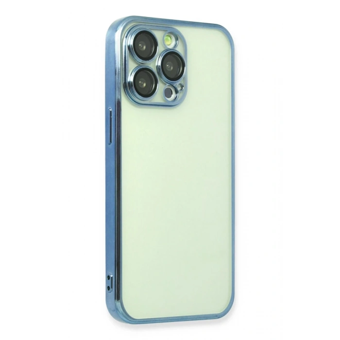 Apple iPhone 14 Pro Max Uyumlu Kılıf Lensli Silikon - Açık Mavi