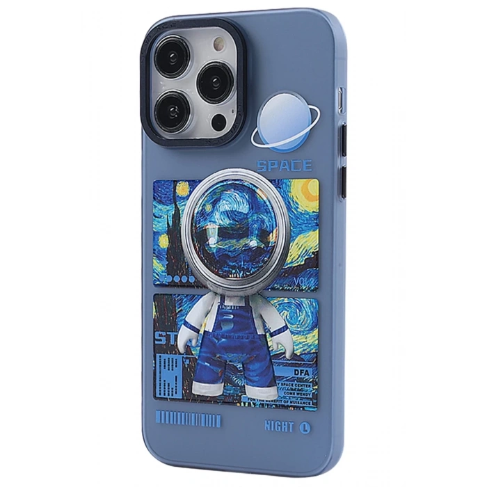 Apple iPhone 14 Pro Max Uyumlu Kılıf Prada Desenli Kapak - Prada Mavi - 1
