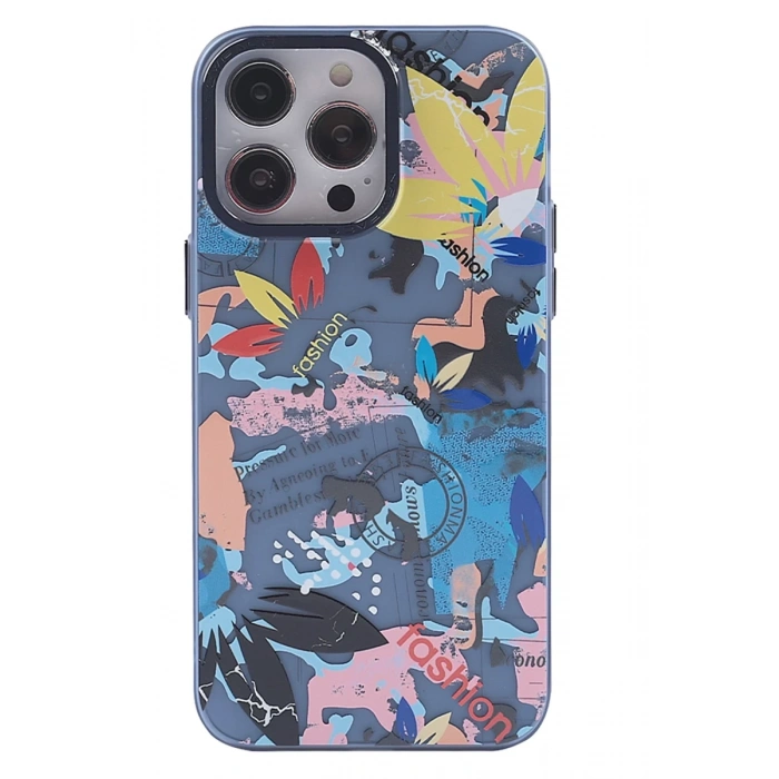 Apple iPhone 14 Pro Max Uyumlu Kılıf Prada Desenli Kapak - Prada Pembe - 1