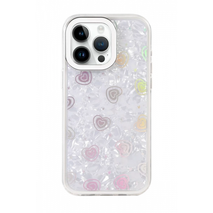 Apple iPhone 14 Pro Max Uyumlu Lumi Desenli Kapak - Beyaz
