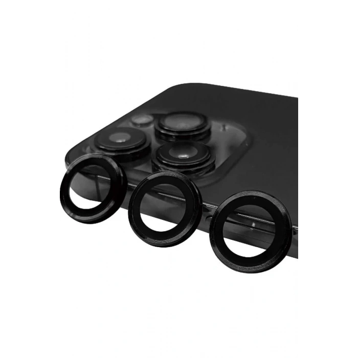 Apple iPhone 14 Pro Max Uyumlu Raze Metal Kamera Lens - Siyah