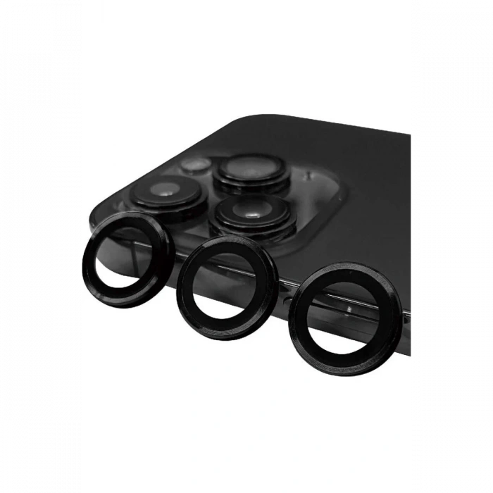 Apple iPhone 14 Pro Max Uyumlu Raze Metal Kamera Lens - Siyah