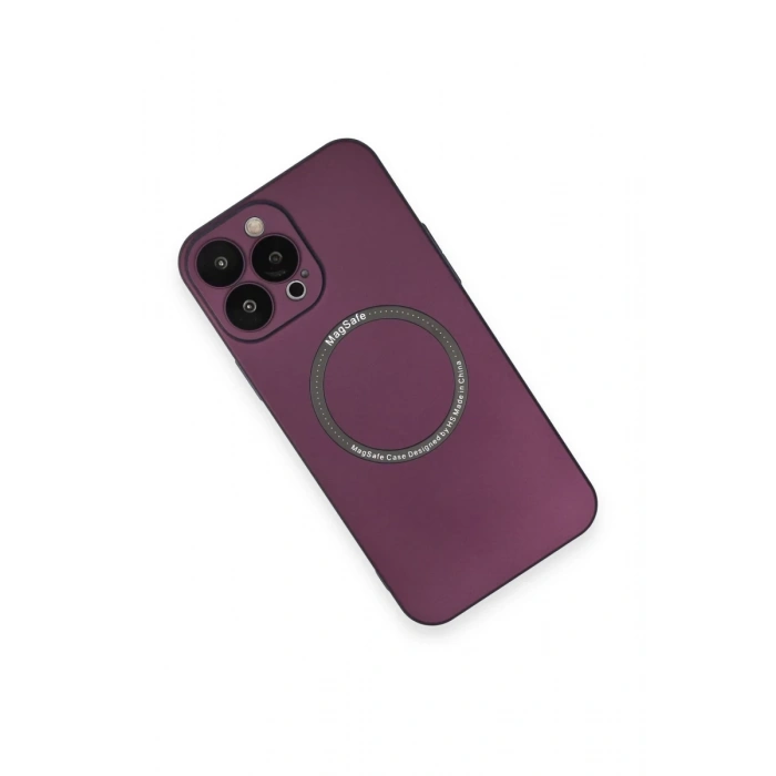 Apple iPhone 14 Pro Uyumlu Kılıf Jack Magneticsafe Lens Silikon - Mürdüm
