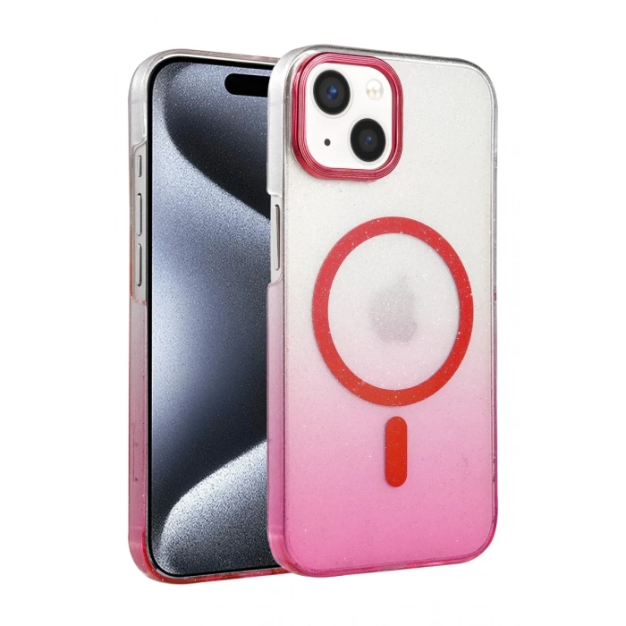 Apple iPhone 14 Uyumlu Glossy Magsafe Kapak - Pembe