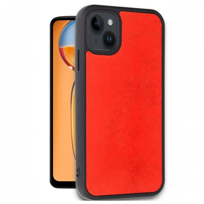 Apple iPhone 14 Uyumlu Kılıf Aras Deri Kapak - Kırmızı