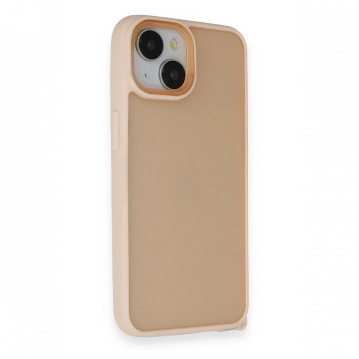 Apple iPhone 14 Uyumlu Kılıf Elegant Kapak - Pudra